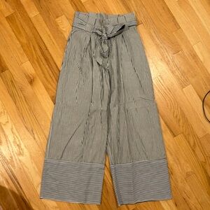 Paper bag waist striped pants